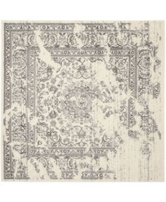 Adirondack Ivory and Silver 9' x 9' Square Area Rug