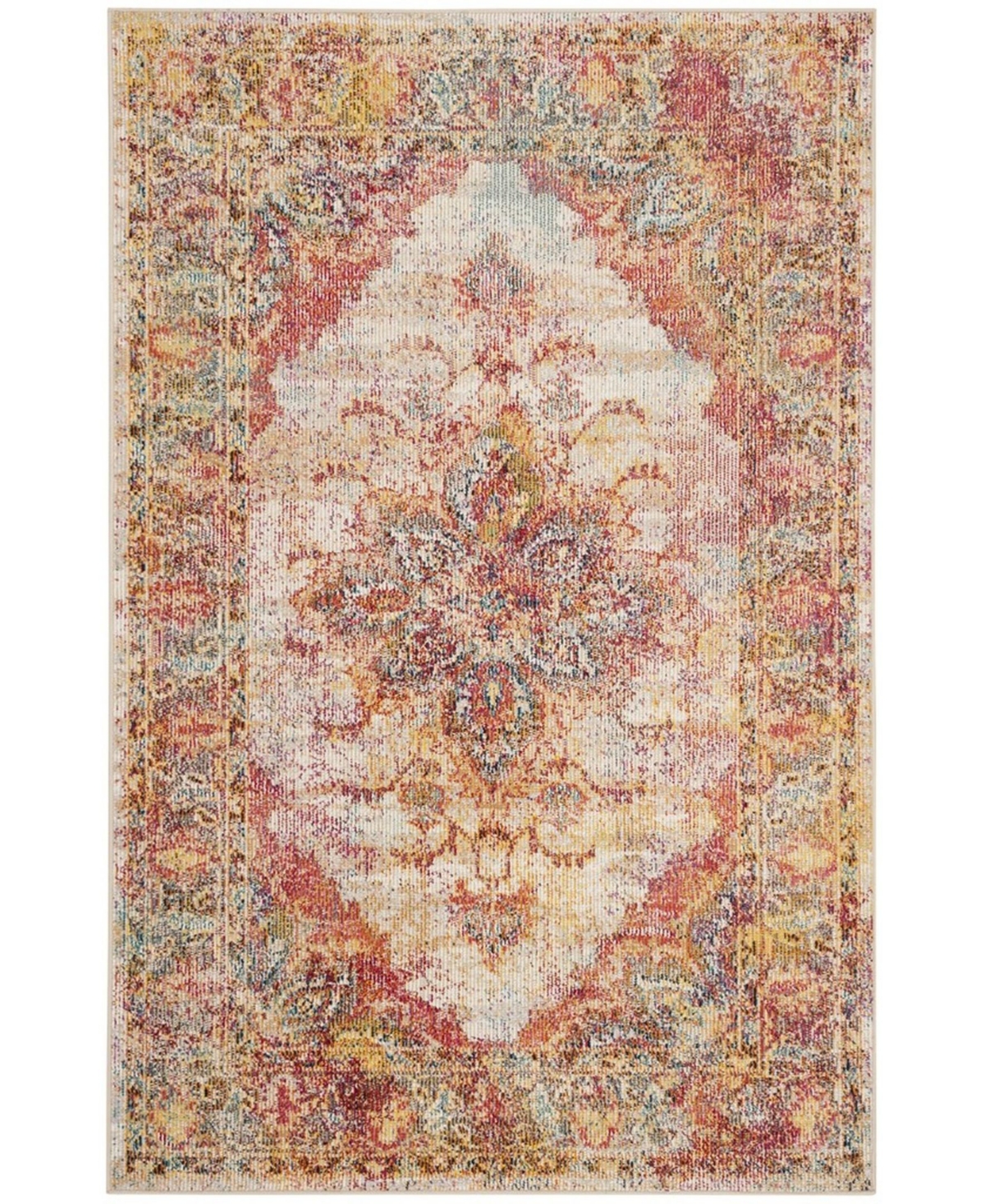 Safavieh Crystal Cream and Rose 6'7in x 9'2in Area Rug - Cream