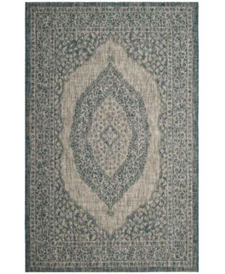 Courtyard CY8751 Light Gray and Teal 8' x 11' Sisal Weave Outdoor Area Rug