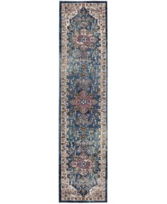Aria Blue and Creme 2' x 6' Runner Area Rug