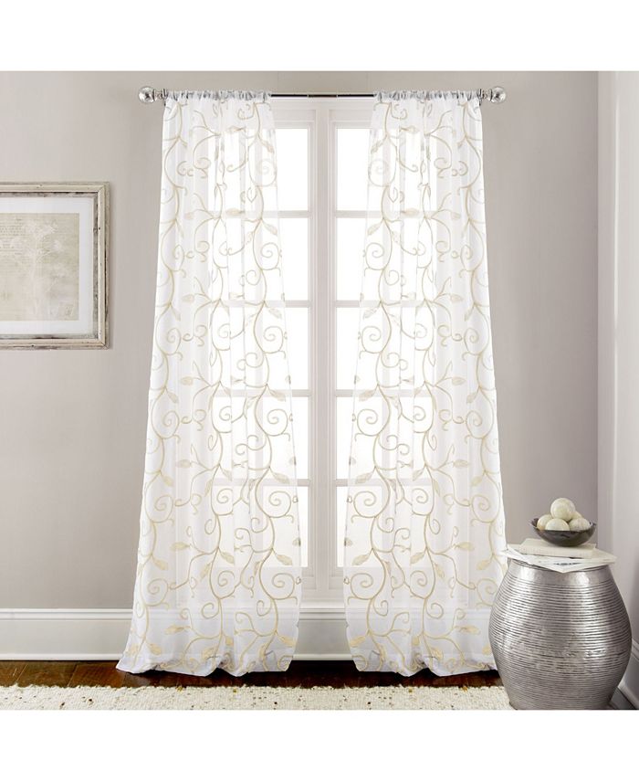 Modern Threads 2 Pack 37" x 84" Embroidered Sheet Panel Curtains Macy's