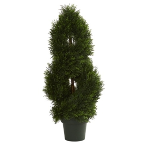 Nearly Natural Double Pond Cypress Spiral Artificial Topiary Tree Uv Resistant In Green