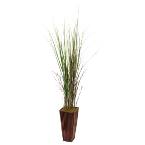 Nearly Natural Artificial Grass In Planter In Green