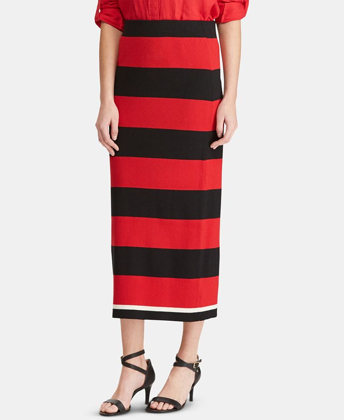 Striped rib knit skirt sale