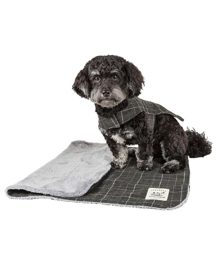 Touchdog ® 2-In-1 Windowpane Plaid Matching Dog Jacket and Reversible Dog Mat