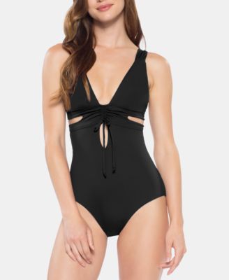 Becca - Solid Socialite Split One-Piece Swimsuit