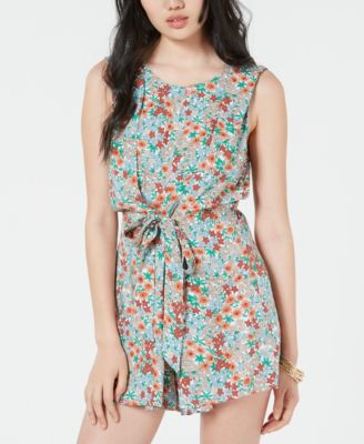 Be Bop - Juniors' Printed Tie-Waist Romper