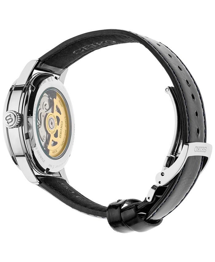 Seiko Men's Automatic Presage Black Leather Strap Watch 40.5mm Macy's