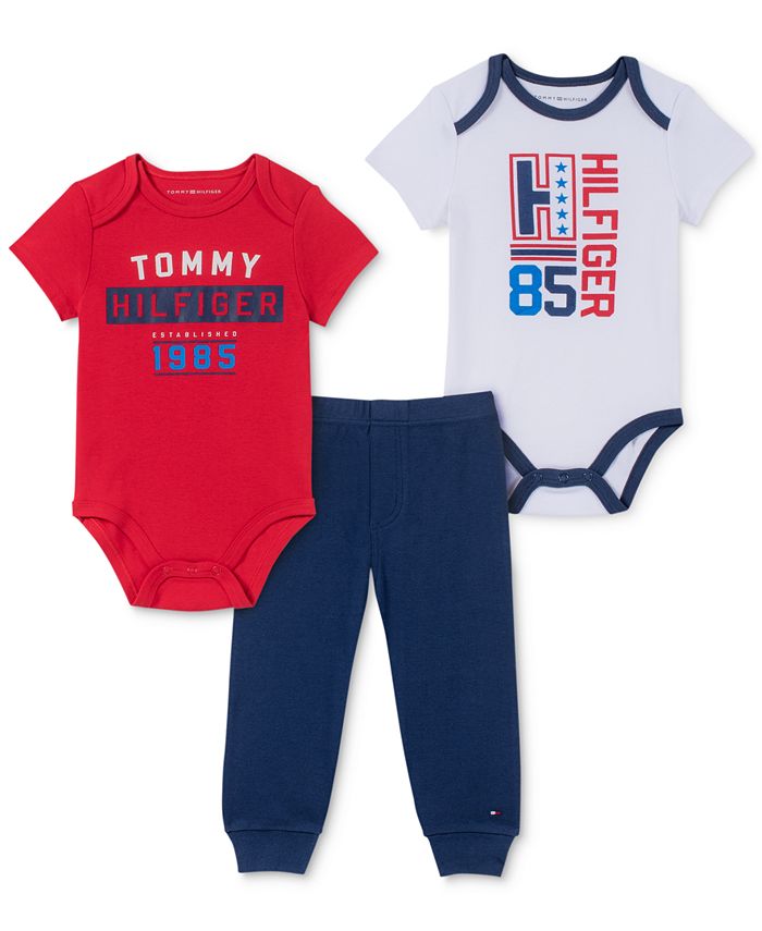 Tommy Hilfiger Baby Boys 3-Pc. Logo-Print Bodysuits & Pants Set - Macy's