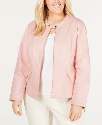 calvin klein pink leather jacket