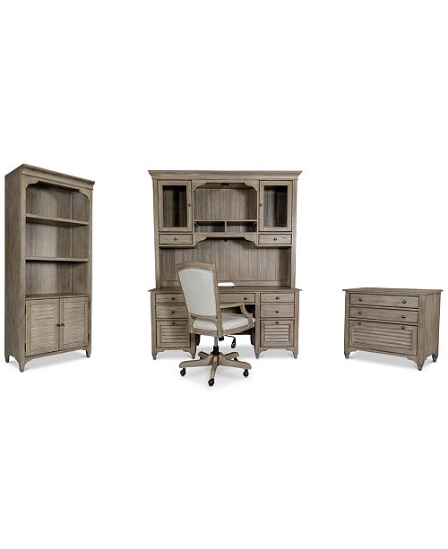 Furniture York Home Office 5 Pc Furniture Set Credenza Desk
