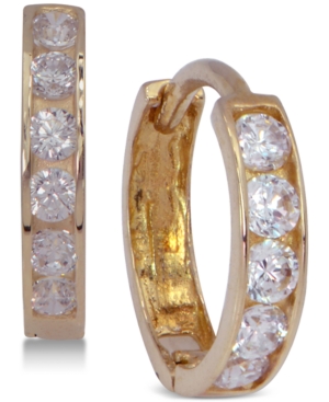 image of Cubic Zirconia Hoop Earrings in 10k Gold
