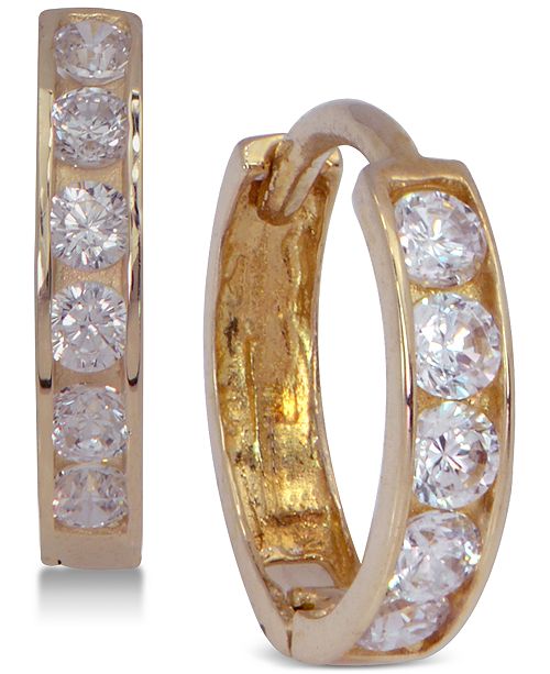 Macy&#39;s Cubic Zirconia Hoop Earrings in 10k Gold - Earrings - Jewelry & Watches - Macy&#39;s