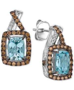 image of Le Vian Sea Blue Aquamarine (1-3/8 ct. t.w.) & Diamond (1/2 ct. t.w.) Drop Earrings in 14k White Gold