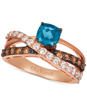 image of Le Vian Deep Sea Blue Topaz (1 ct. t.w.) & Diamond (3/4 ct. t.w.) Ring in 14k Rose Gold