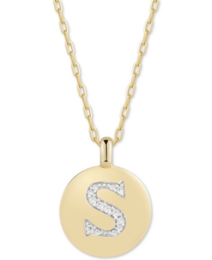 image of Charmbar Swarovski Zirconia Initial Reversible Charm Pendant Necklace in 14k Gold-Plated Sterling Silver, Adjustable 16