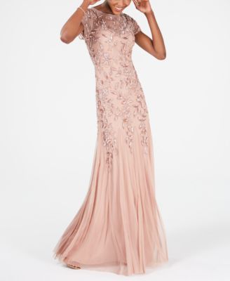 adrianna papell petite floral beaded gown