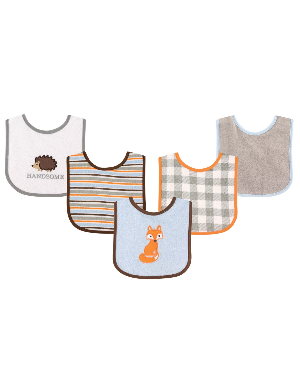 Luvable Friends Drooler Bibs with Waterproof Back, 5-Pack, One Size