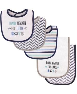 Luvable Friends Babies' Bibs And Burp Cloth, 5-piece Set, One Size In Boy Thank Heaven