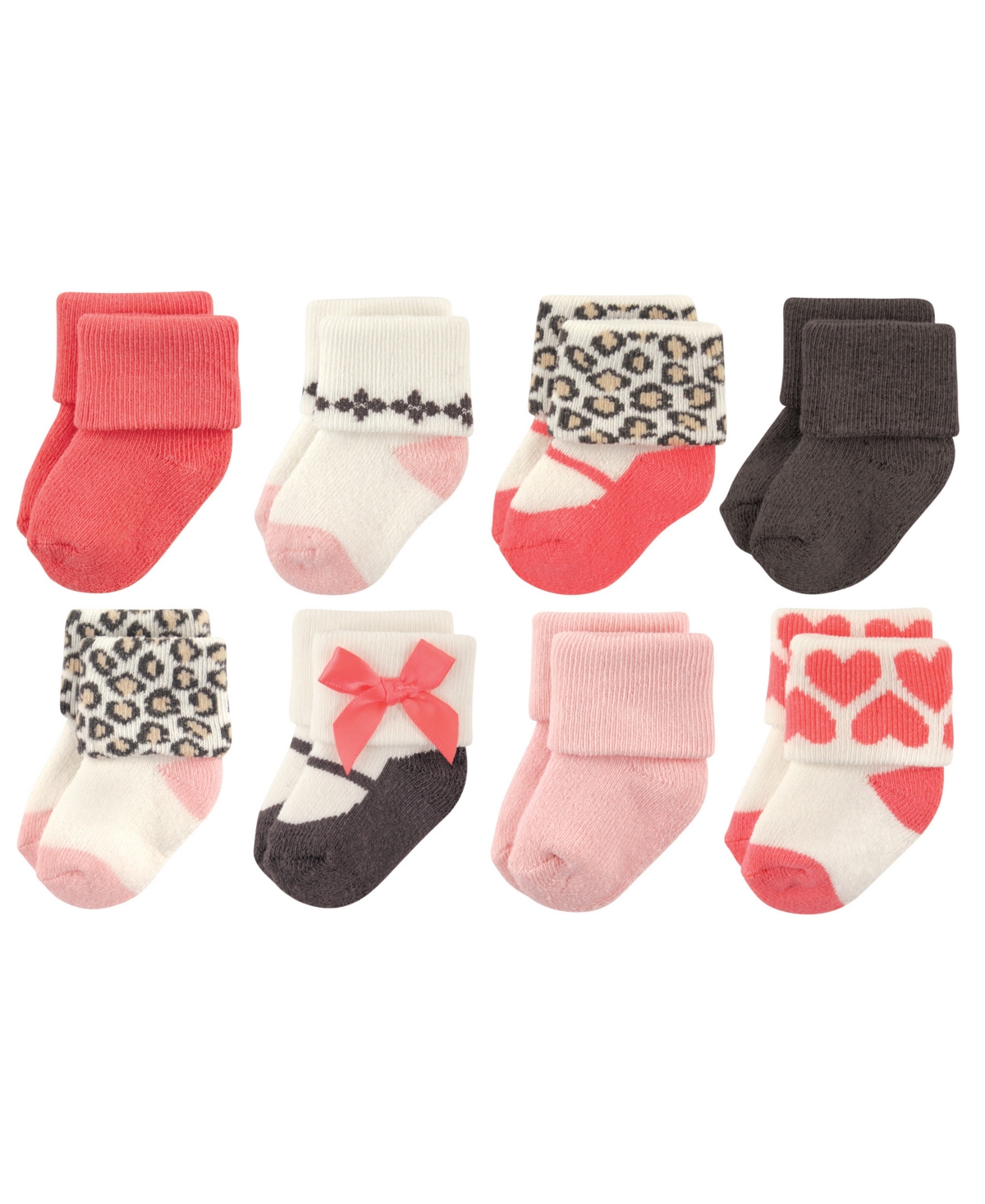 Luvable Friends Baby Girls Baby Newborn and Baby Terry Socks, Pink Black