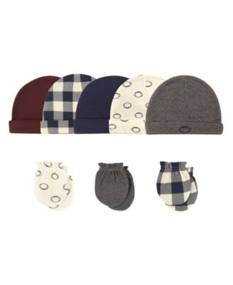 Baby Boys Hudson Soft Cotton Beanie and Anti-Scratch Hand Mitts
