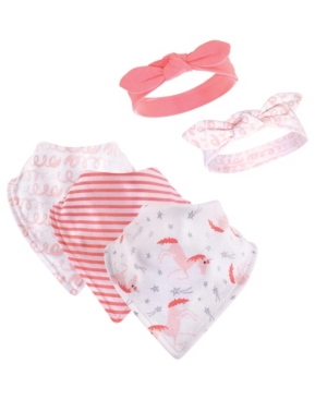 Hudson Baby Bandana Bibs and Headbands 5-Piece Set 0-9 Months