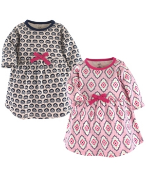 Touched by Nature Baby and Toddler Girls Garden Floral Youth Long-Sleeve Dresses Pack of 2