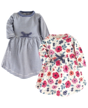 Touched by Nature Baby and Toddler Girls Garden Floral Youth Long-Sleeve Dresses Pack of 2
