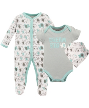 image of Luvable Friends Sleep and Play, Bodysuits and Bandana Bibs, 3-Piece Set, 0-9Months