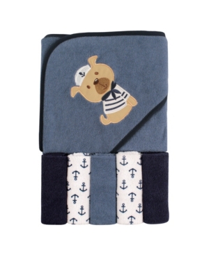 Luvable Friends Hooded Towel with Washcloths 6-Piece Set One Size