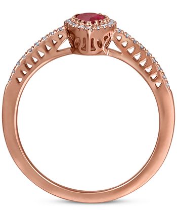Macy's Ruby (1/2 ct. t.w.) & Diamond (1/8 ct. t.w.) Ring in 14k Rose ...
