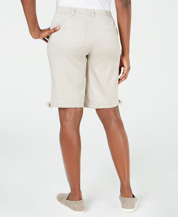 Karen Scott Women's Solid Tie Cuff Shorts White Size 12
