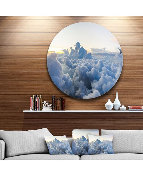 Designart Light Blue Heavy Clouds In Sky Contemporary Landscape Metal Circle Wall Art 23 X 23