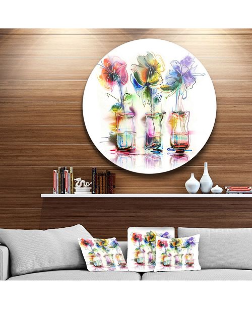 Design Art Designart Abstract Flowers In Glass Vases Extra Large