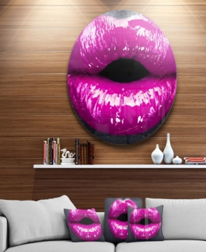 Design Art Designart 'purple Lip Makeup' Disc Portrait Circle Metal Wall Art