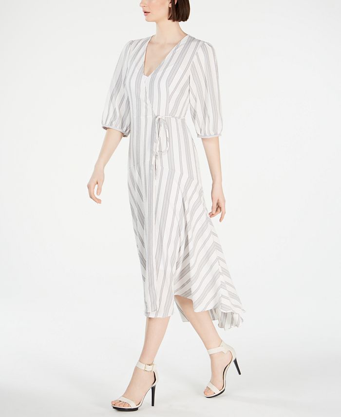 Calvin Klein Striped Wrap Maxi Dress - Macy's