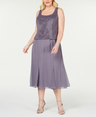 Alex Evenings Plus Size Tea-Length Dress & Jacket 