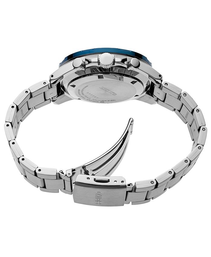 Seiko Men's Chronograph Stainless Steel Bracelet Watch 43.9mm - Macy's