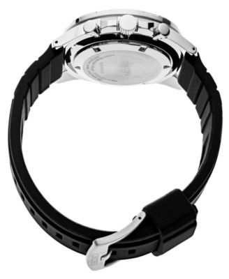 Men's Chronograph Black Silicone Strap Watch 43.9mm