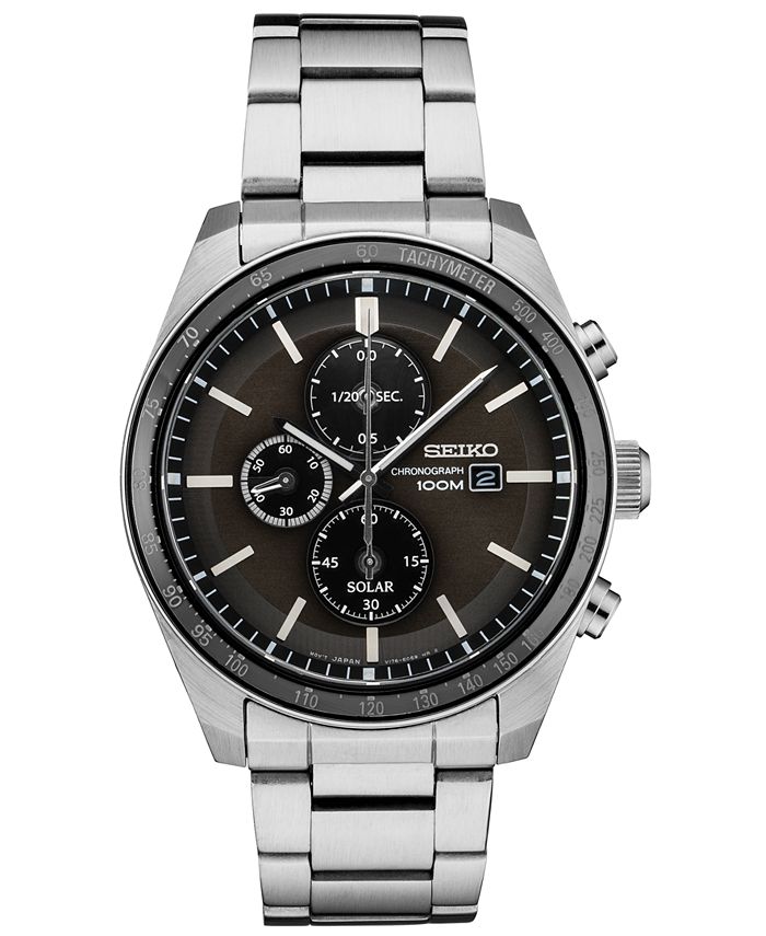 Seiko Men's Solar Chronograph Stainless Steel Bracelet Watch  &  Reviews - All Watches - Jewelry & Watches - Macy's