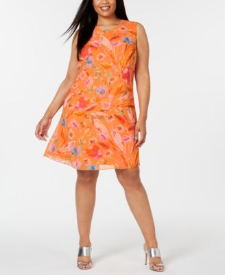 Calvin Klein Plus Size Floral-Print A-Line Dress