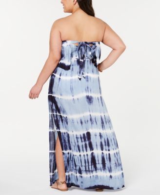 Raviya Plus Size Tie-Dyed Strapless Cover-Up Dress