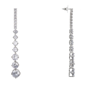 image of Nina Linear Drop Cubic Zirconia Earrings