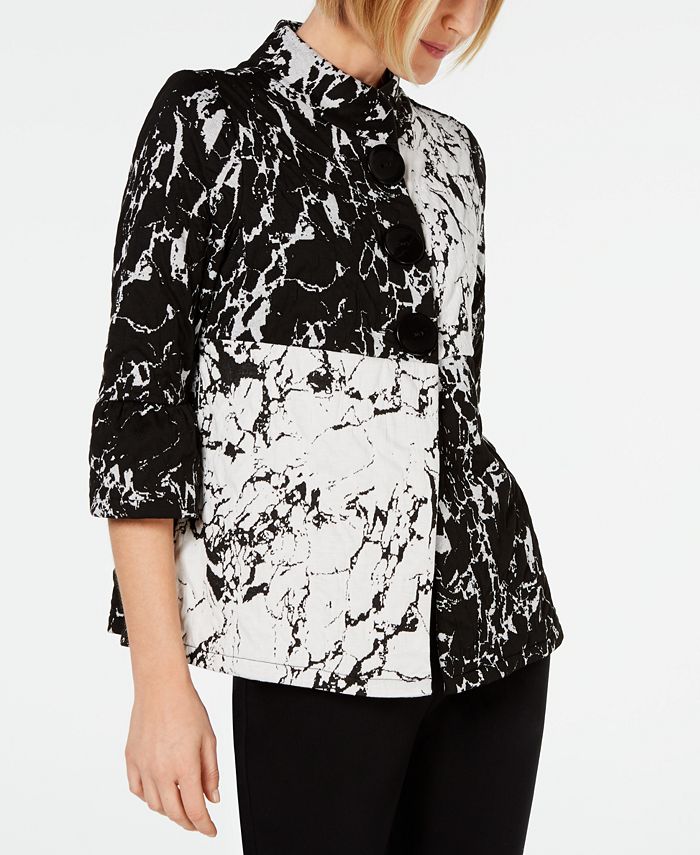 JM Collection Printed Three Button Jacket, Created for Macy's - Macy's