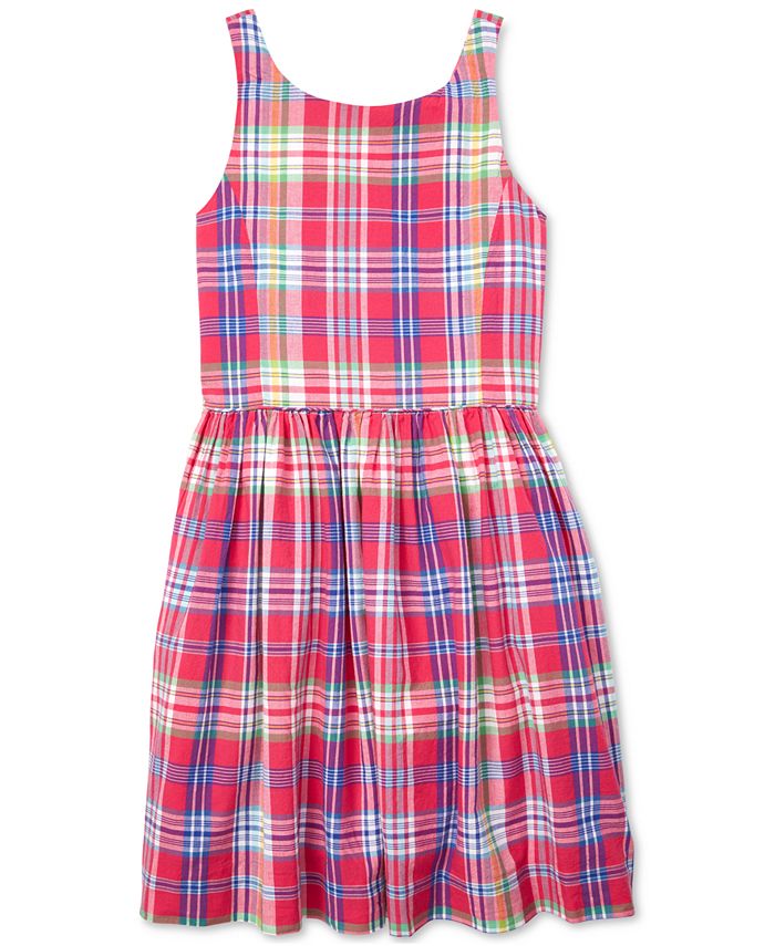 Polo Ralph Lauren Big Girls Plaid Cotton Dress - Macy's