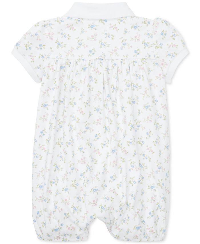 Polo Ralph Lauren Baby Girls Floral-Print Cotton Shortall - Macy's