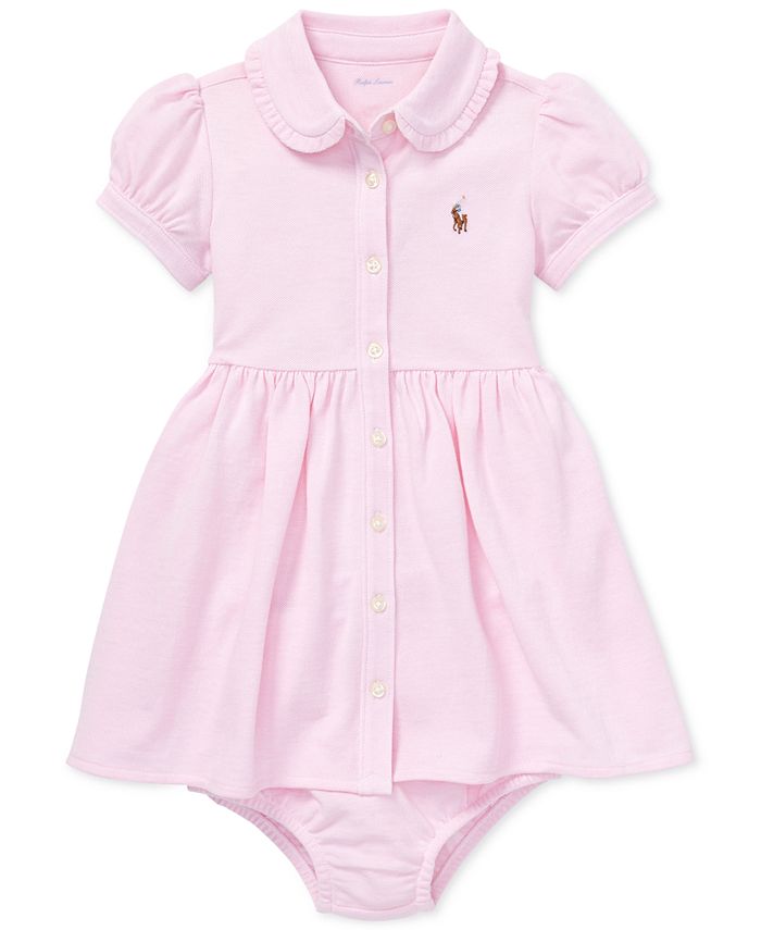 Polo Ralph Lauren Baby Girls Knit Mesh Oxford Dress - Macy's
