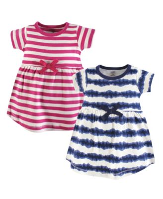 Touched by Nature Baby Girls Natural Cotton Dress Duo Short and Long Sleeve Styles - Tie dye stripe 23$