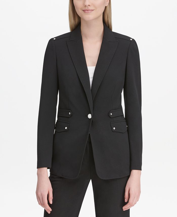 Calvin Klein One-Button Notched-Collar Jacket - Macy's