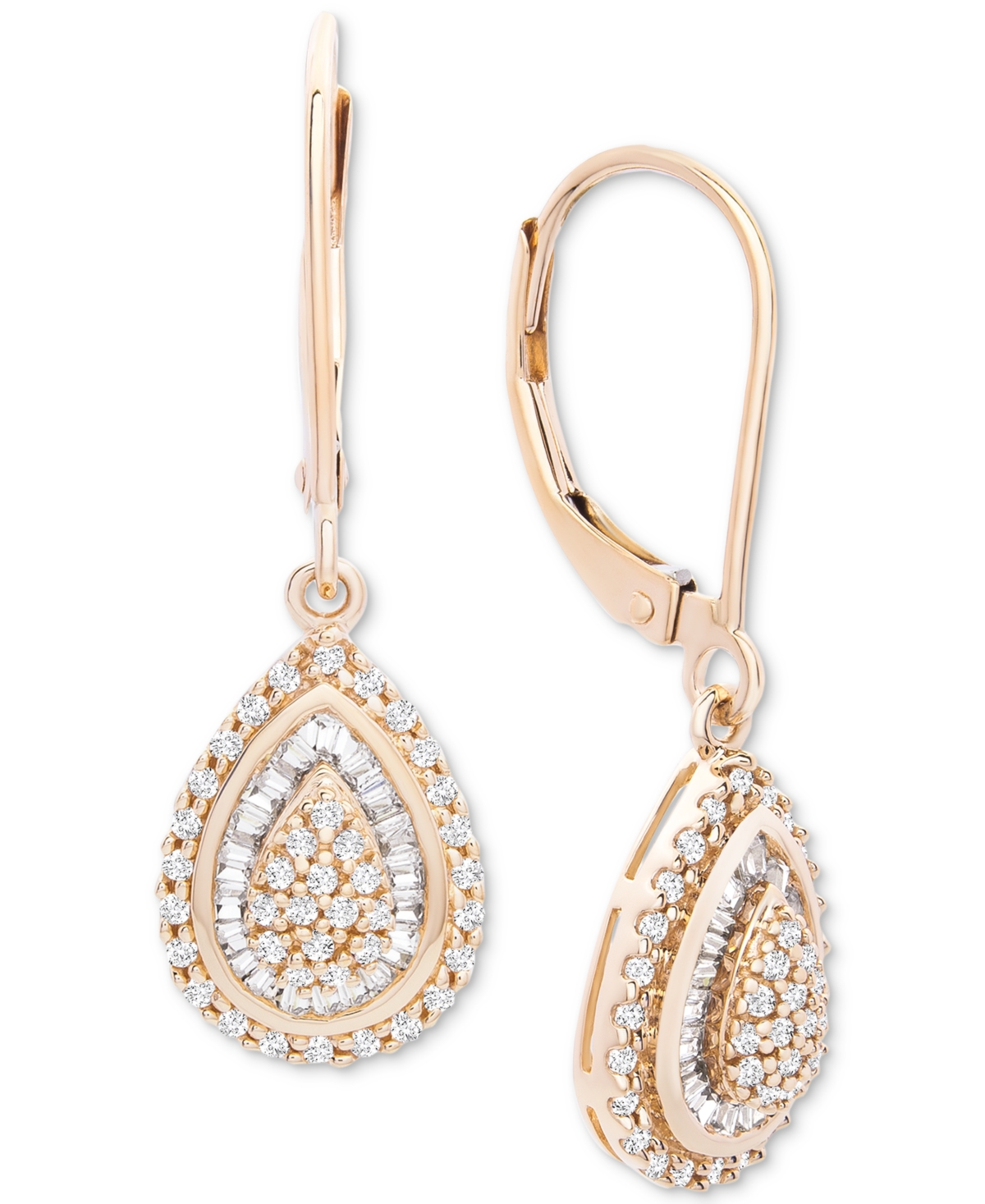 Diamond Teardrop Earrings (1/2 ct. t.w.) in 14k White, Yellow or Rose Gold, Created for Macy's - Yellow Gold